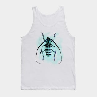 Dramabite Watercolor beetle illustration colourful blue cyan insect animal Tank Top